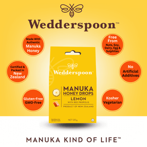 Wedderspoon Natural Manuka Honey Drops Lemon (20 Drops per box) - Triple Pack