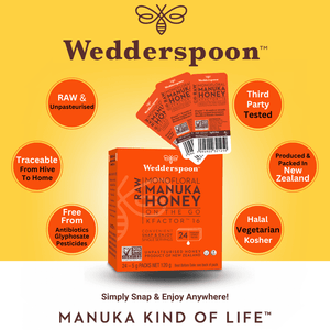 Wedderspoon Honey On The Go KFactor 16+ Manuka Snap Packs 120g (24 snaps per box)
