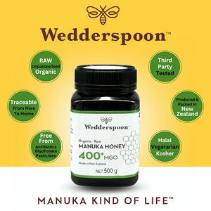 Wedderspoon Organic Raw Manuka Honey 400 MGO 500g Jar
