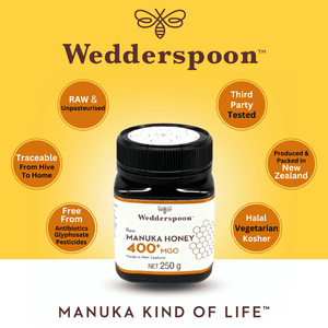 Wedderspoon Raw Manuka Honey 400 MGO 250g Unpasteurised
