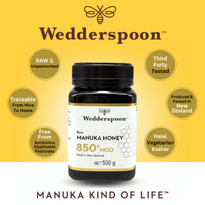 Wedderspoon Raw Manuka honey 850 MGO 500g - Authentic New Zealand Manuka Honey
