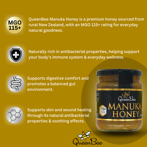 Queen Bee Manuka Honey 340g Glass Jar - Pure & Genuine