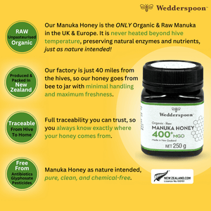 Wedderspoon Organic Raw Manuka Honey 400 MGO 250g Jar