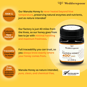 Wedderspoon Raw Manuka Honey 400 MGO 250g Unpasteurised