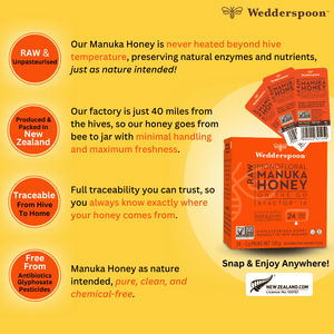 Wedderspoon Honey On The Go KFactor 16+ Manuka Snap Packs 120g (24 snaps per box)