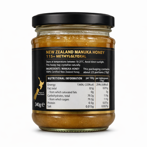 Queen Bee Mānuka Honey MGO 115+ 340g Glass Jar - Pure & Genuine