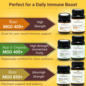 Wedderspoon Raw Manuka Honey 400 MGO (500g) – Unpasteurised High Potency