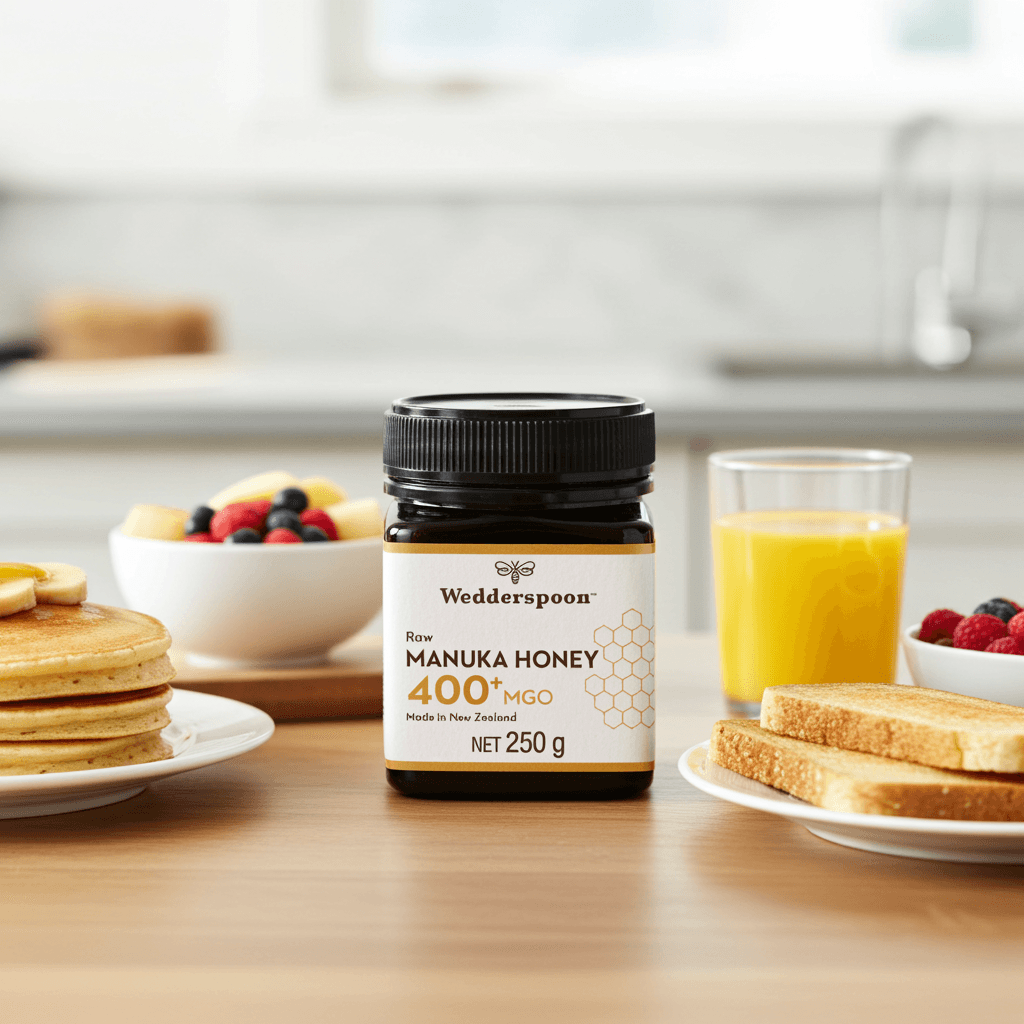 Wedderspoon Raw Mānuka Honey, 400 MGO, 250g, Unpasteurised