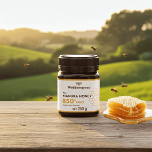 Wedderspoon Raw Mānuka Honey, 850 MGO, 250g, Unpasteurised