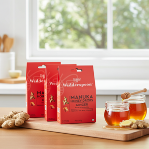 Wedderspoon Natural Manuka Honey Drops Ginger (20 Drops per box) - Triple Pack