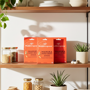 Wedderspoon Natural Manuka Honey Drops Ginger (20 Drops per box) - Triple Pack