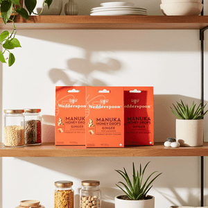Wedderspoon Natural Manuka Honey Drops Ginger (20 Drops per box) - Triple Pack