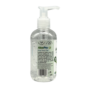 Manuka Honey Direct Aloe Vera Gel for skin in clear pump bottle with natural soothing formula