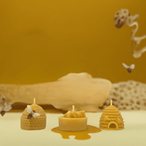 Bee Happy Gift Pack 3 Candles - Pure Beeswax Candle - Manuka Honey Direct