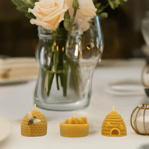 Bee Happy Gift Pack 3 Candles - Pure Beeswax Candle - Manuka Honey Direct