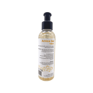 Powerhealth Arnica Gel 150ml pump bottle from Manuka Honey Direct showing clear gel with herbal flecks Arnica gel for bruises
