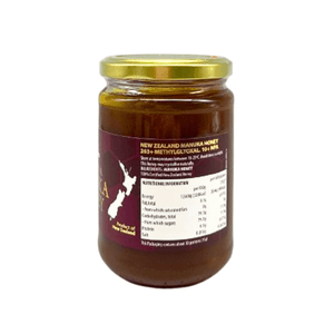 Queen Bee Manuka Honey MG 263 plus 454g jar with gold lid and New Zealand origin label