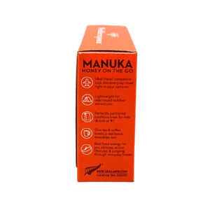 Wedderspoon Manuka honey snap packs box showing travel-friendly packaging and usage benefits