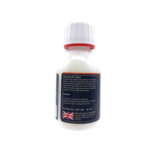 PowerHealth emu oil sports rub 100ml white bottle with red ring cap and navy label showing UK flag and text on back
