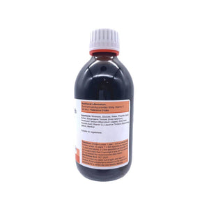 PowerHealth propolis throat mixture dark liquid bottle with white cap and orange nutrition label