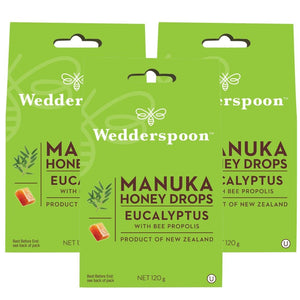 Wedderspoon Natural Manuka Honey Drops Eucalyptus (20 Drops per box) - Triple Pack - Manuka Honey Direct - Wedderspoon