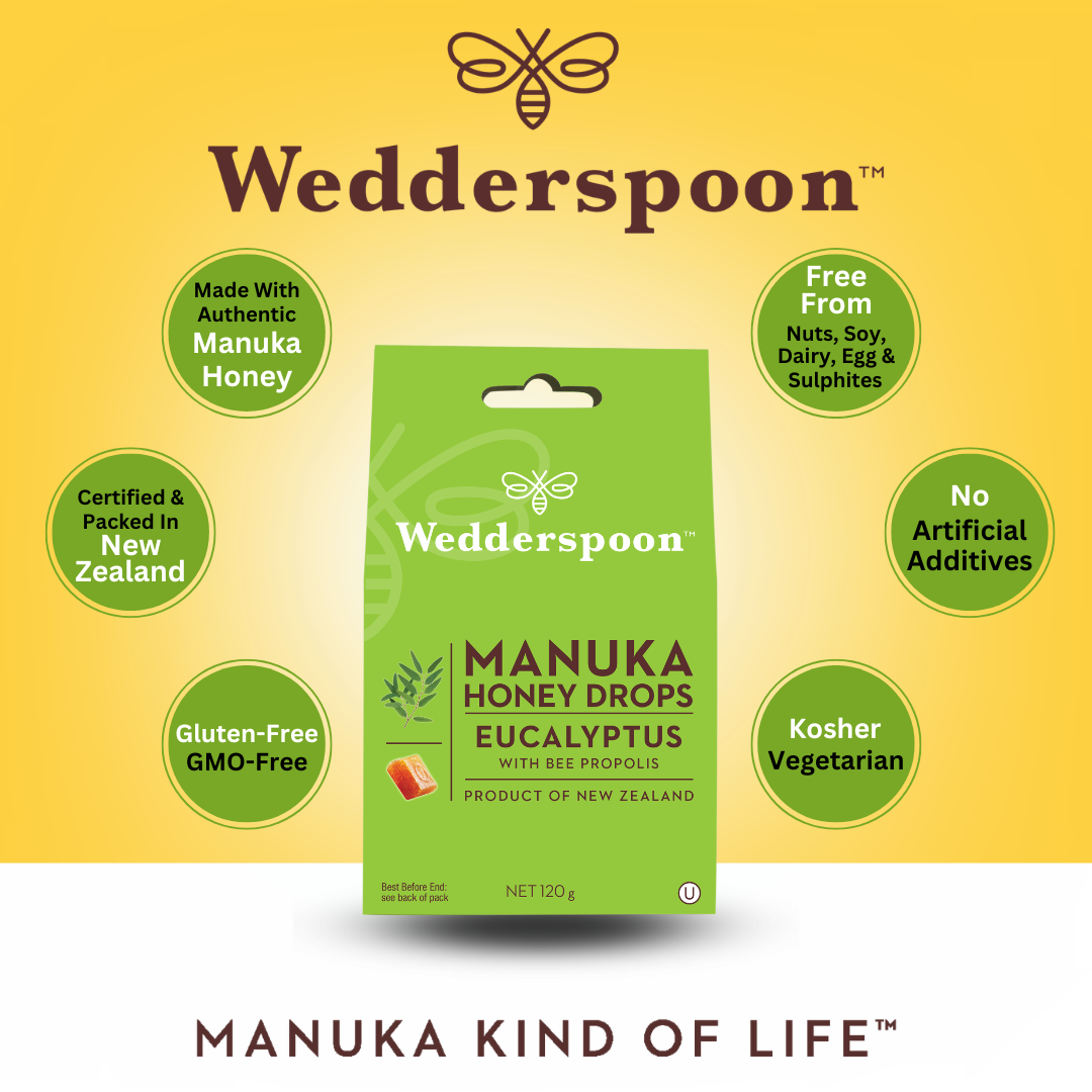 Wedderspoon Manuka Honey Drops Eucalyptus 20 Drops with Bee Propolis
