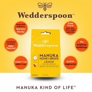 Wedderspoon Natural Manuka Honey Drops Lemon (20 Drops per box) - Triple Pack