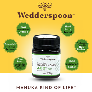 Wedderspoon Organic Raw Manuka Honey 400 MGO 250g Jar