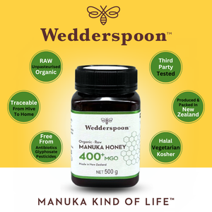 Wedderspoon Organic Raw Manuka Honey 400 MGO 500g Jar