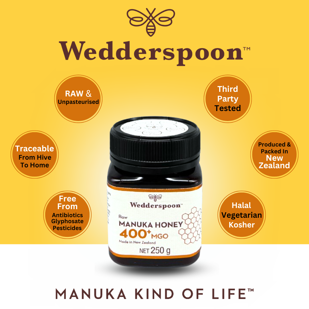 Wedderspoon Raw Manuka Honey 400 MGO 250g Unpasteurised