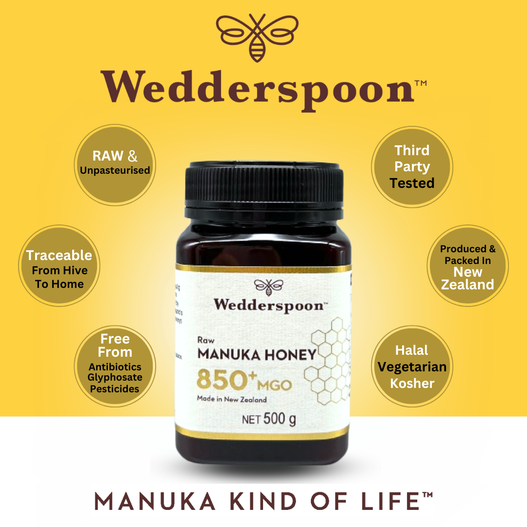 Wedderspoon Raw Manuka honey 850 MGO 500g - Authentic New Zealand Manuka Honey