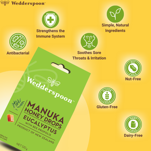 Wedderspoon Manuka Honey Drops Eucalyptus 20 Drops with Bee Propolis