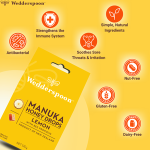 Wedderspoon Natural Manuka Honey Drops Lemon (20 Drops per box) - Triple Pack