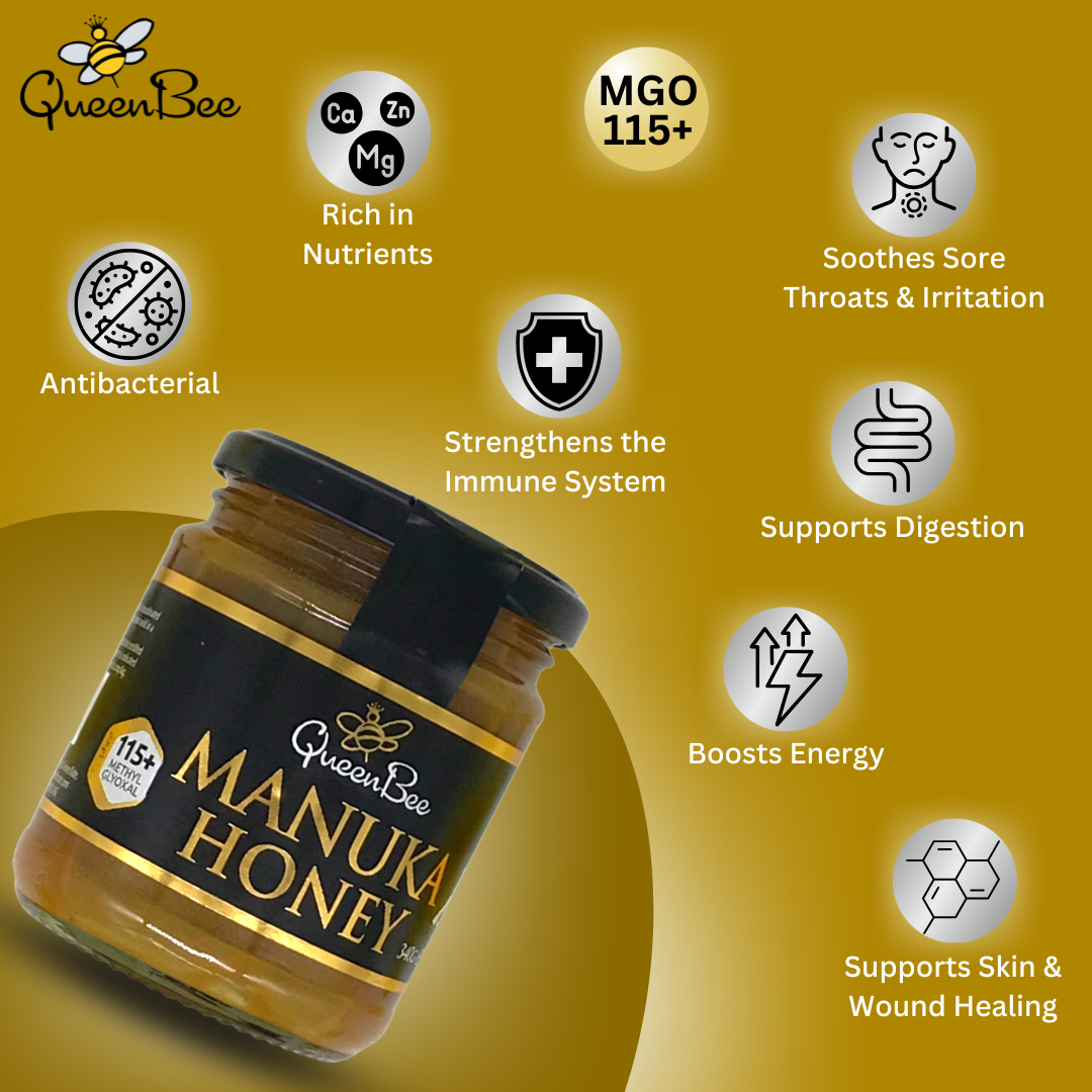 Queen Bee Manuka Honey 340g Glass Jar - Pure & Genuine