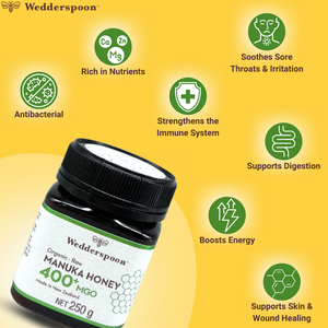 Wedderspoon Organic Raw Manuka Honey 400 MGO 250g Jar