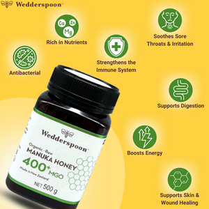 Wedderspoon Organic Raw Manuka Honey 400 MGO 500g Jar
