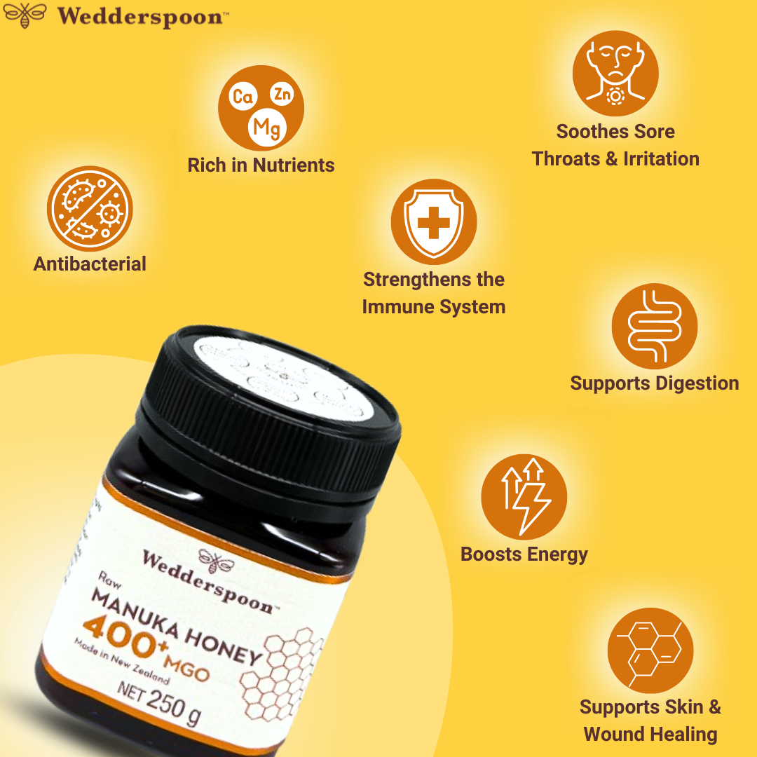 Wedderspoon Raw Manuka Honey 400 MGO 250g Unpasteurised