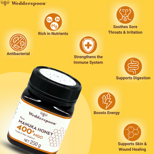 Wedderspoon Raw Manuka Honey 400 MGO 250g Unpasteurised