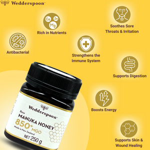 Wedderspoon Raw Manuka Honey 850 MGO 250g - Pure NZ Jar