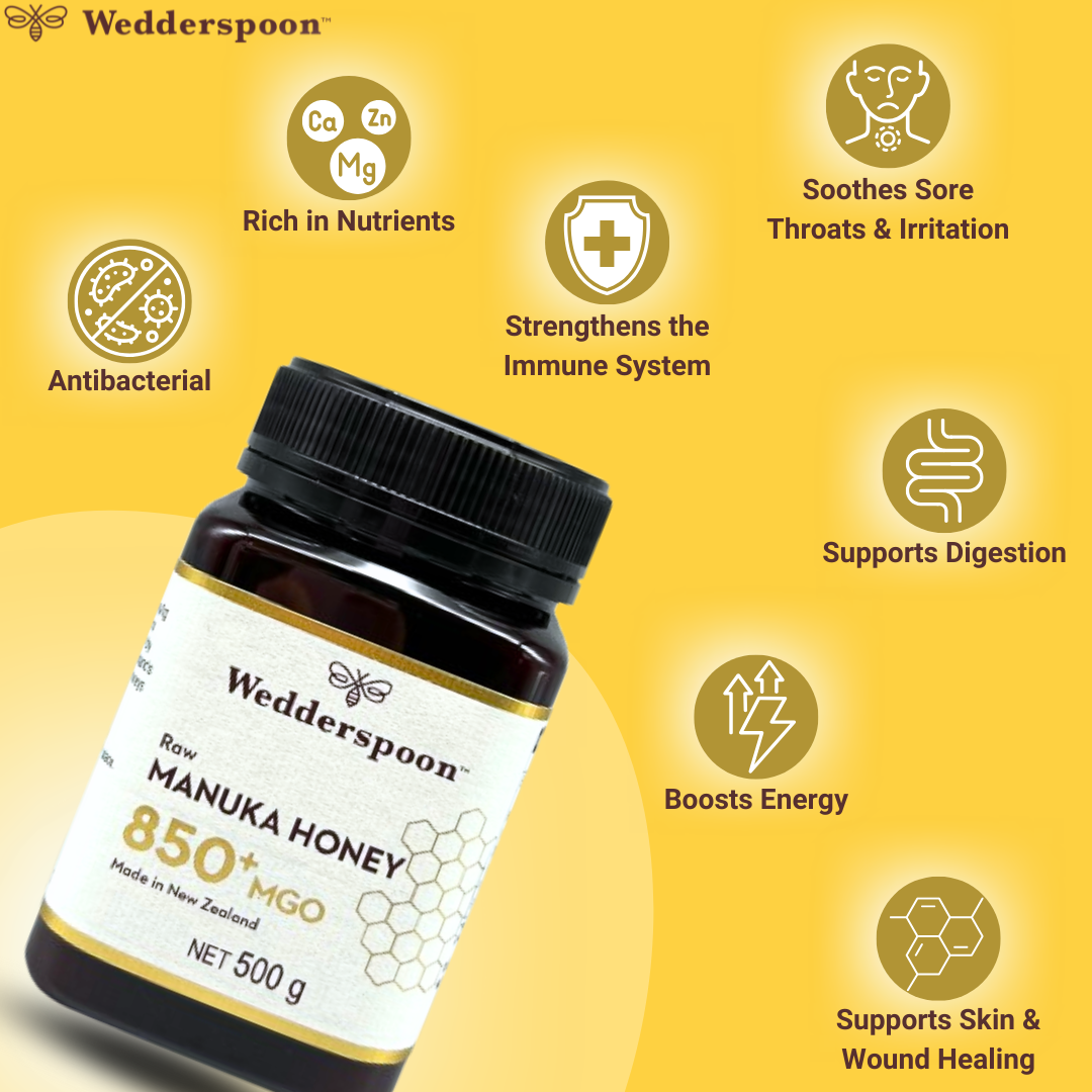 Wedderspoon Raw Manuka honey 850 MGO 500g - Authentic New Zealand Manuka Honey