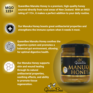 Queen Bee Manuka Honey 340g Glass Jar - Pure & Genuine