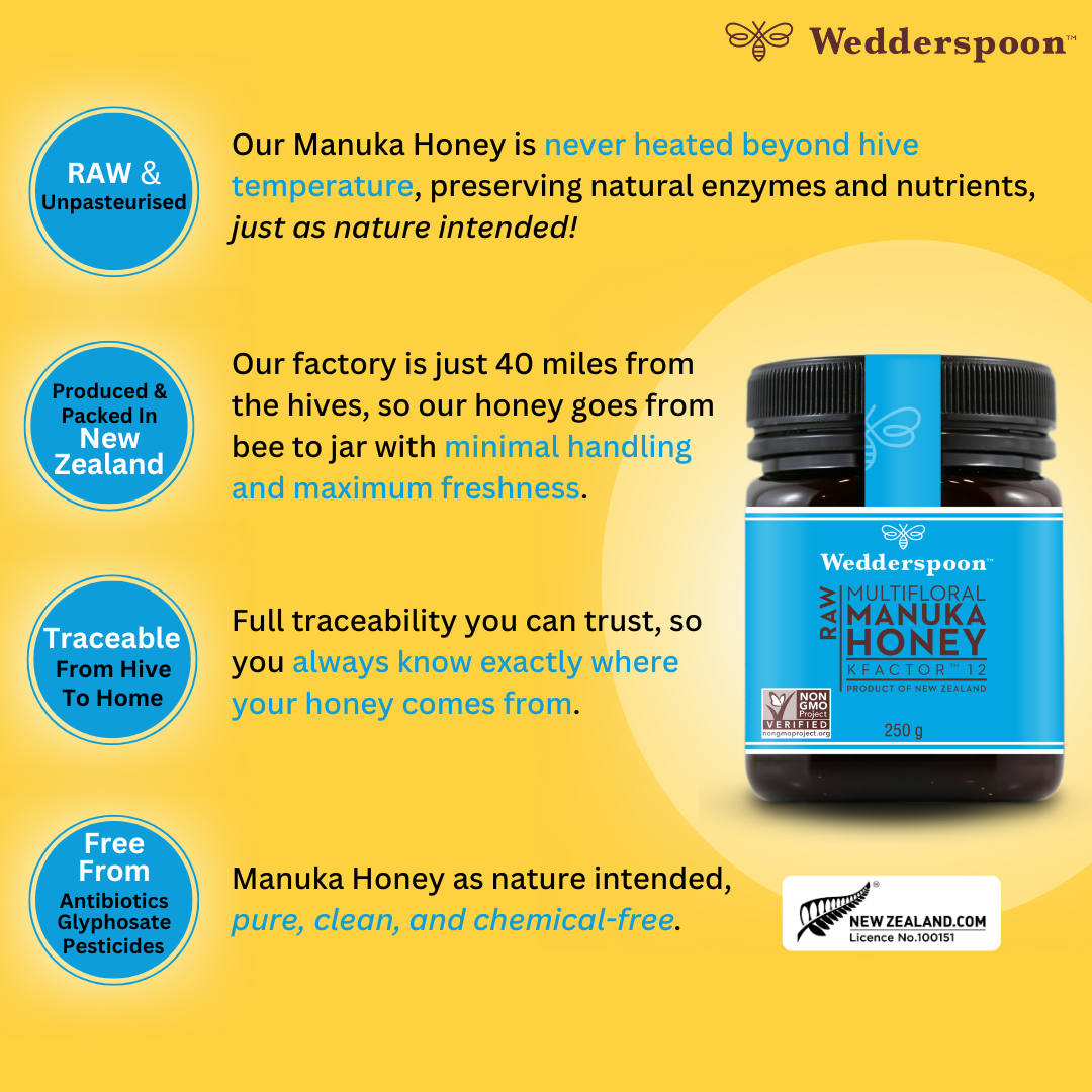 Wedderspoon Raw Manuka Honey KFactor 12 - 250g Jar