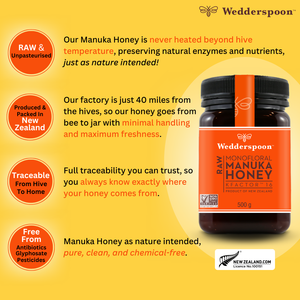 Wedderspoon Raw Manuka Honey KFactor 16 Six Pack 500g