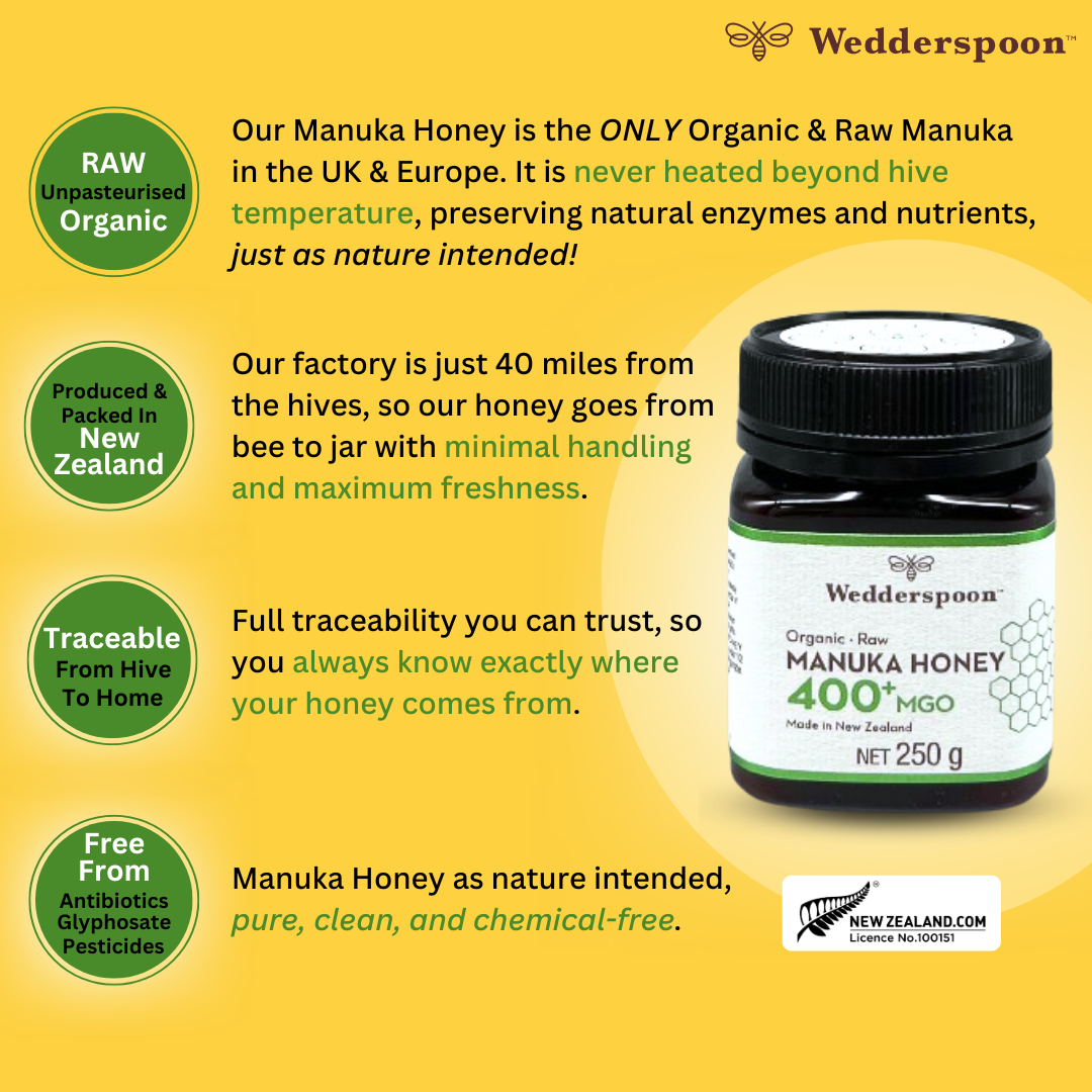 Wedderspoon Organic Raw Manuka Honey 400 MGO 250g Jar