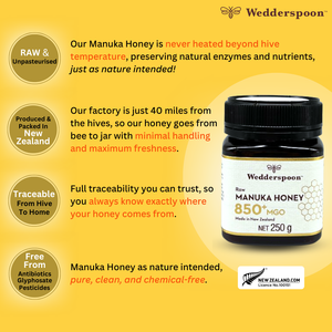 Wedderspoon Raw Manuka Honey 850 MGO 250g - Pure NZ Jar