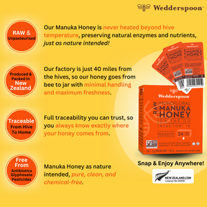 Wedderspoon Honey On The Go KFactor 16+ Manuka Snap Packs 120g (24 snaps per box)