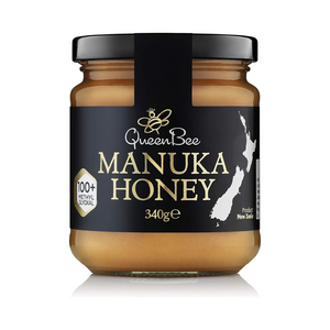 Jar of Queen Bee Manuka Honey on a white background