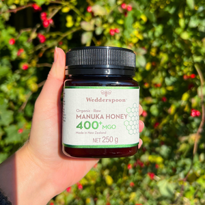 Wedderspoon Organic Raw Manuka Honey 400 MGO (250g) – Unpasteurised High Strength