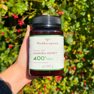 Wedderspoon Organic Raw Manuka Honey 400 MGO (500g) – Unpasteurised High Potency