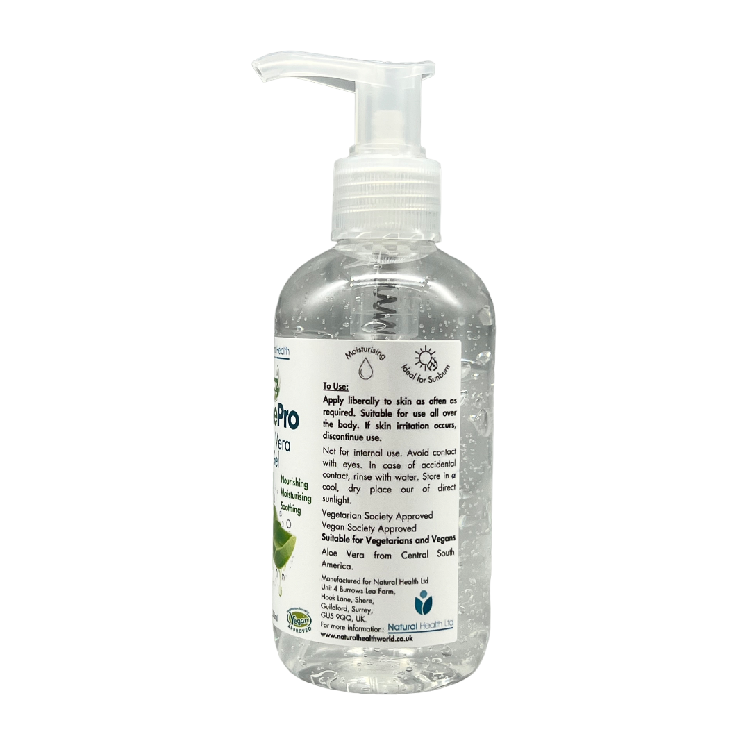 Manuka Honey Direct clear pump bottle of aloe vera gel for skin hydration and soothing